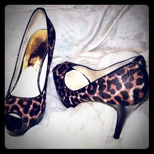 Michael Kors Peep Toe Dyed Cow Haircalf